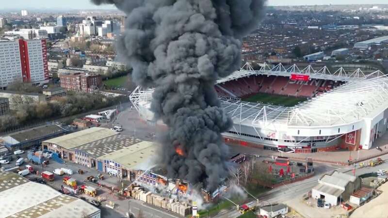 The fire broke out at a warehouse next to St Mary