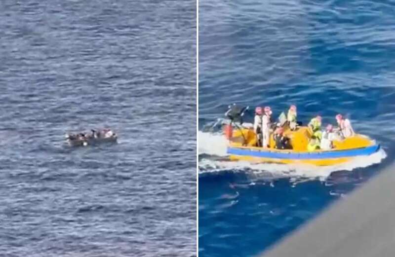 Footage shows the 14 people being brought back to the cruise following a two hour rescue mission