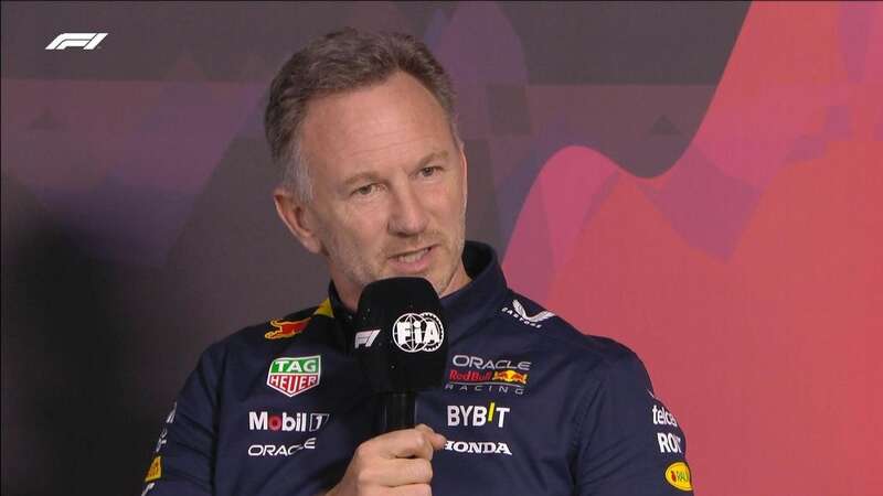 Christian Horner speaking to the media (Image: Sky News)