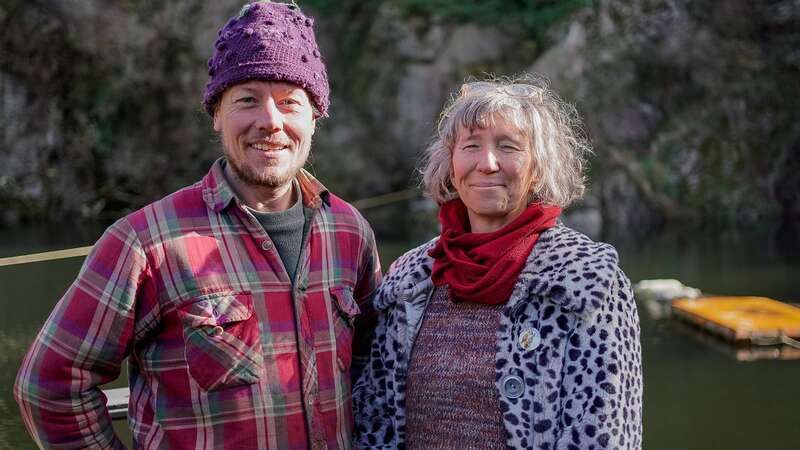 Rob Higgs and partner Sophie Miller at Trevone Quarry, Cornwall (Image: SWNS)