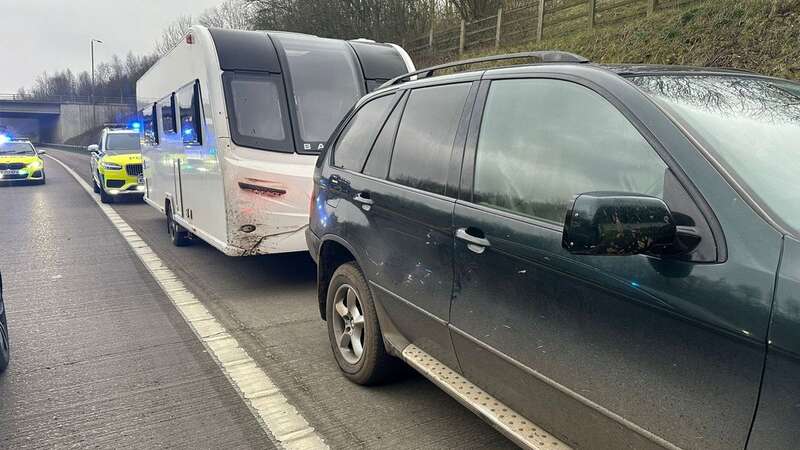 North Yorkshire Police found a 11-year-old boy driving the suspected stolen caravan (Image: North Yorkshire Police / SWNS)