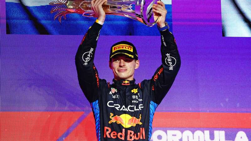 Max Verstappen celebrates winning the Saudi Arabia GP (Image: Getty Images)