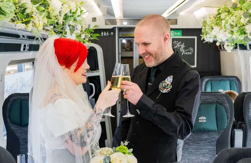 The couple met on Great Western Railway and travelled by train for their first date eight years ago