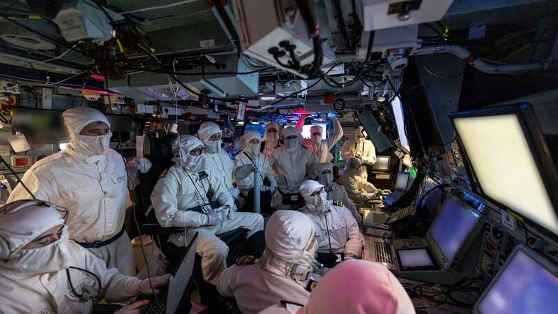 Sailors in anti-flash gear aboard the Richmond (Image: PA)