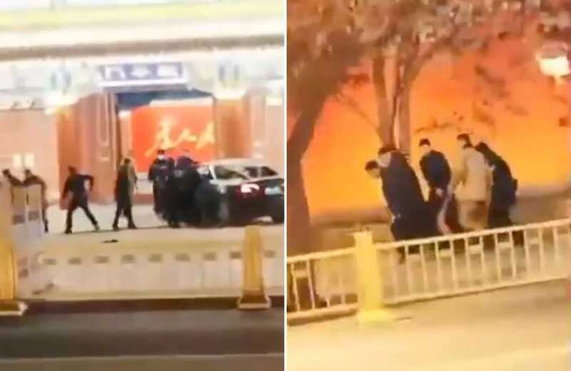 Watch the moment bodyguards carry the man away in an unknown direction