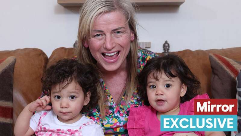 Sam Jones with twins Summer and Rubi-Mae (Image: Jonathan Buckmaster)