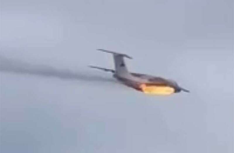 Shocking footage shows the plane plunging toward the ground with flames shooting from its engines