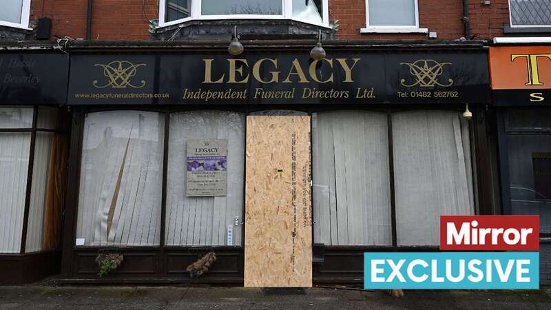 The funeral venue has been boarded up in Hull (Image: AFP via Getty Images)