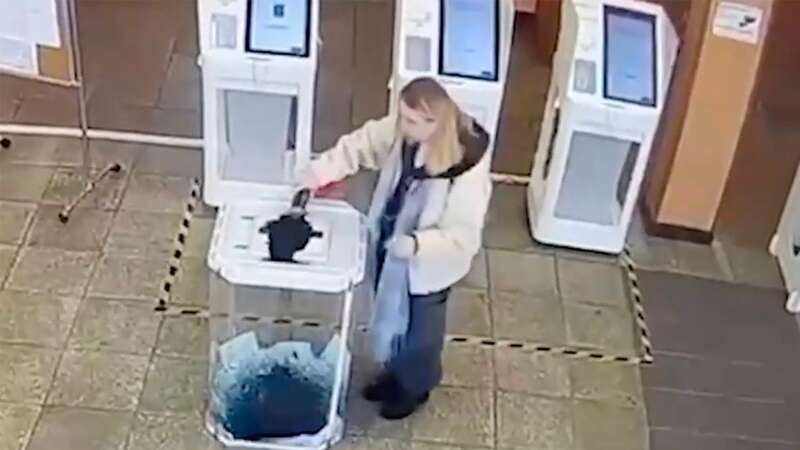 Woman, 20, pours disinfectant into ballot box in ‘protest over Putin election’