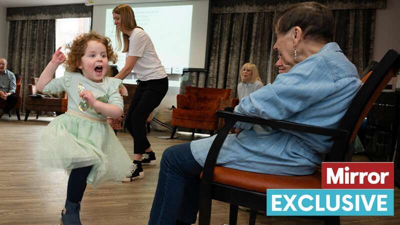 Ashleigh rushes over to a grand-friend (Image: Andy Stenning/Daily Mirror)