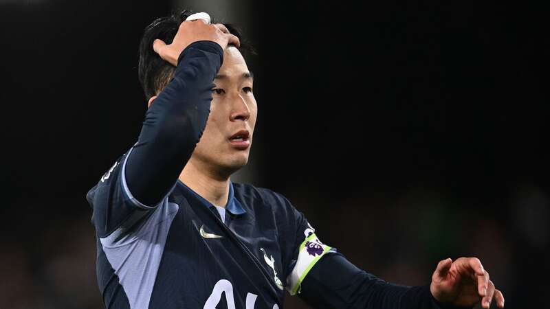 Son reacts during Tottenham