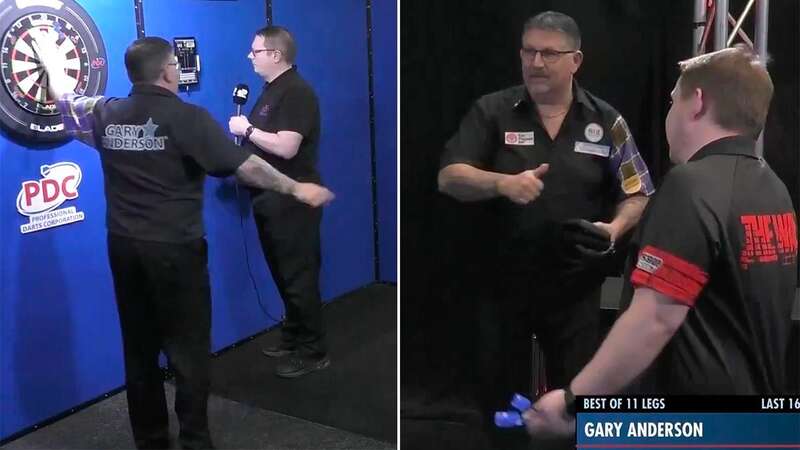 Gary Anderson abandoned his match against Martin Schindler and left his opponent perplexed (Image: @OfficialPDC)