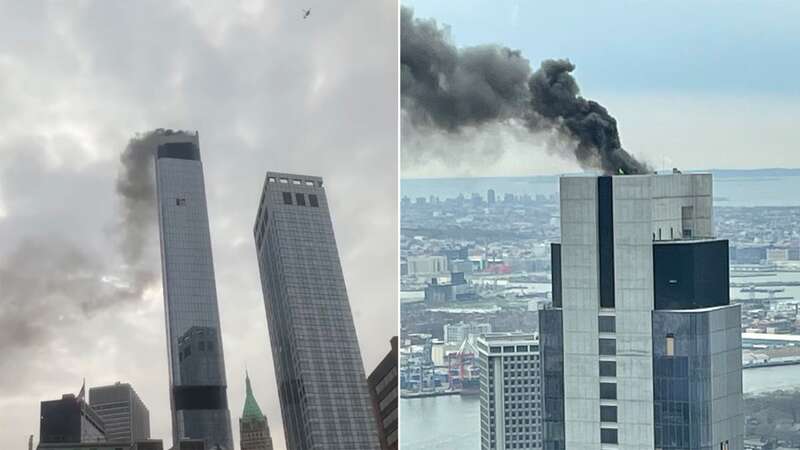 Smoke plumes from rooftop as New York skyscraper catches fire