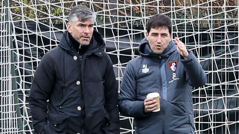 Richard Hughes, incoming sporting director of Liverpool FC, alongside Bournemouth boss Andoni Iraola