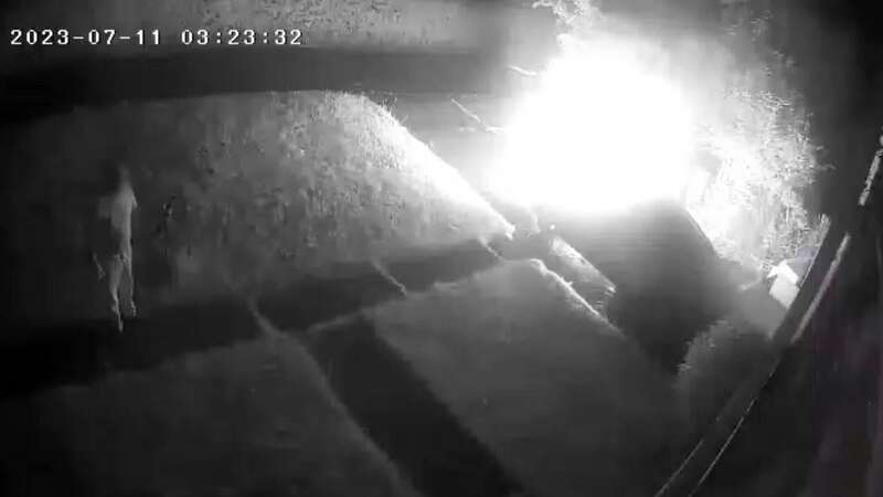 CCTV shows alleged petrol bombing of car and house while mum and son are inside