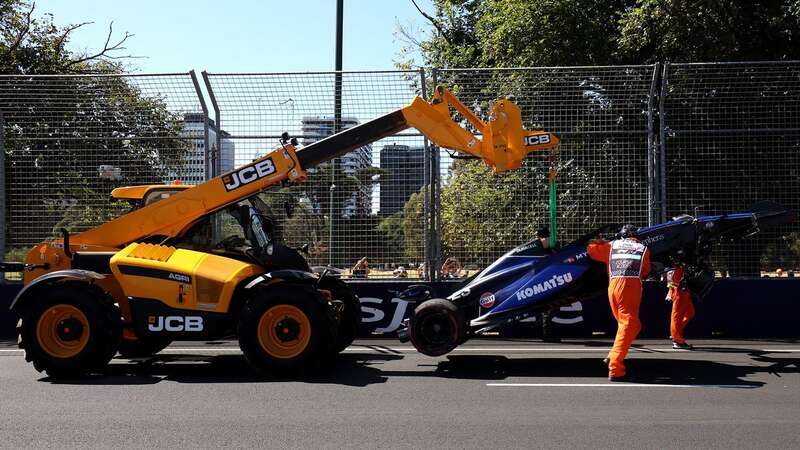 Alex Albon smashed up his Williams in a crash in Friday practice (Image: AFP via Getty Images)