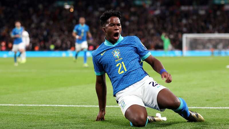 Endrick celebrates with Vinicius Jr after Brazil