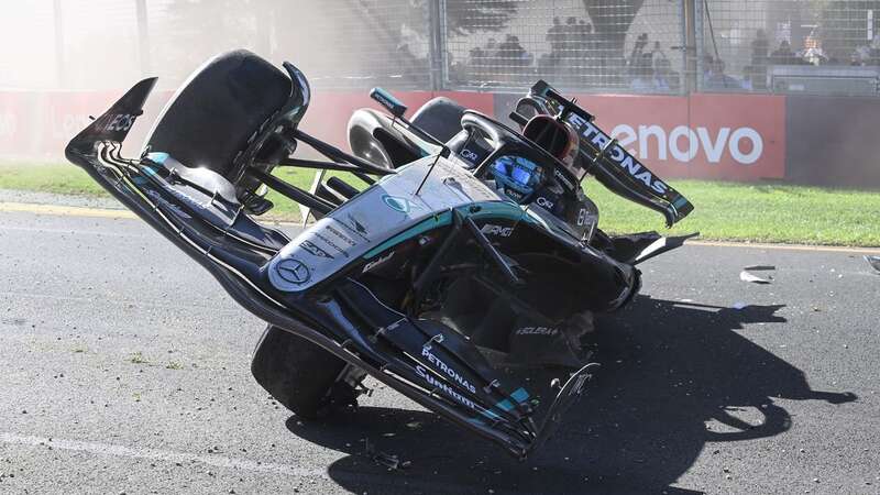 George Russell crashed out of the Australian Grand Prix late on (Image: AFP via Getty Images)