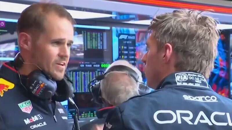 Max Verstappen was seen having an animated discussion with a Red Bull colleague after failing to finish the Australian Grand Prix (Image: Sky Sports)