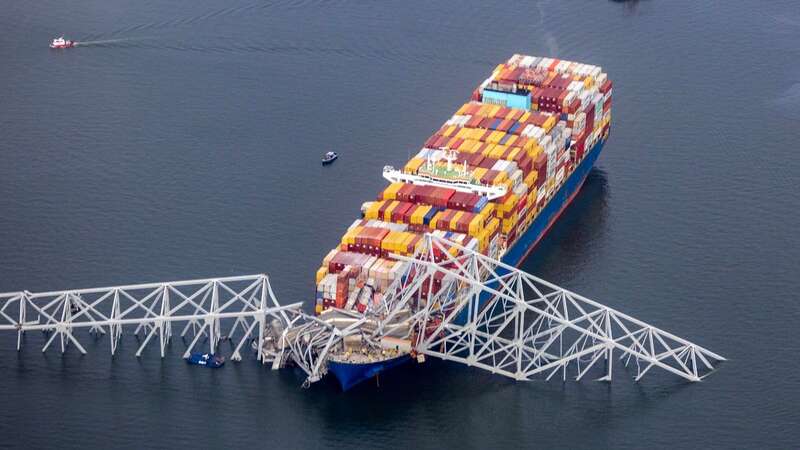 The search for the six missing construction workers who were on the Francis Scott Key Bridge when it collapsed has been suspended 16 hours after the incident as all are presumed dead (Image: Getty Images)