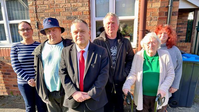 Residents of Lake House Close, Weaverham, including Glen Petch (centre-right) and Alison Simpson with mother Doreen (right), with local MP Mike Amesbury (centre) (Image: Mike Amesbury MP)