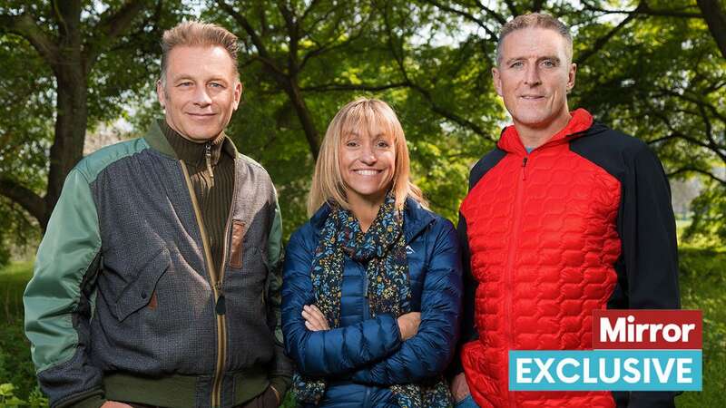 Chris Packham with Michaela Strachan and Iolo William on the set of Springwatch (Image: BBC/Jo Charlesworth)