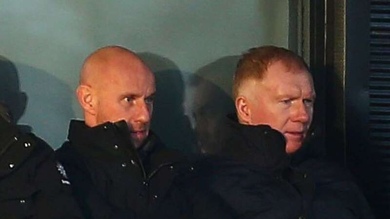 Nicky Butt and Paul Scholes watching Salford in action (Image: Phil Oldham/REX/Shutterstock)