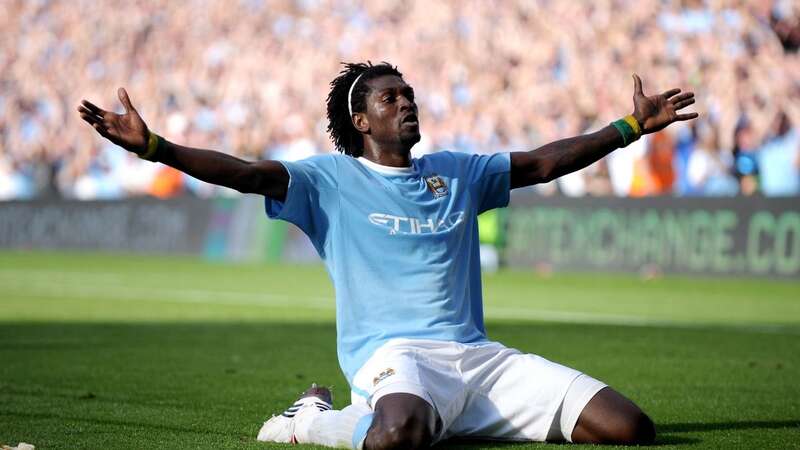 Emmanuel Adebayor has explained why he celebrated in front of the Arsenal fans (Image: Getty Images)