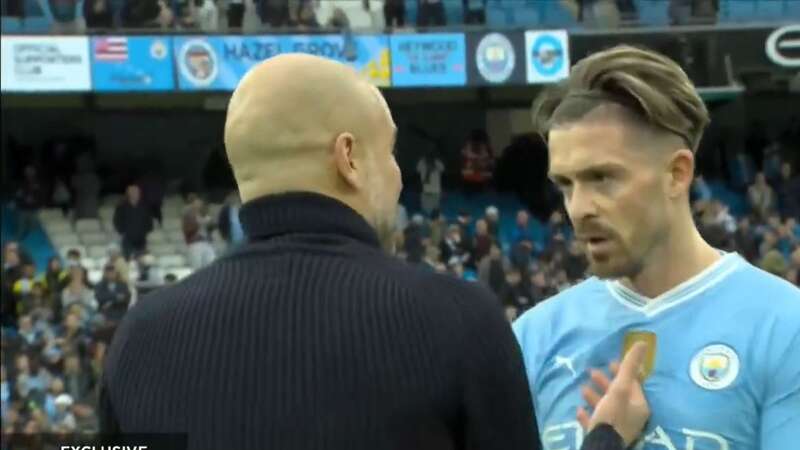 Jack Grealish was lectured by Pep Guardiola after the final whistle (Image: beIN SPORTS)