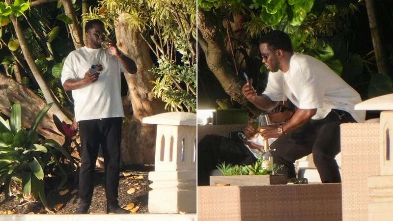 P Diddy enjoys a glass of wine with friends at raided mansion home after sex trafficking claims