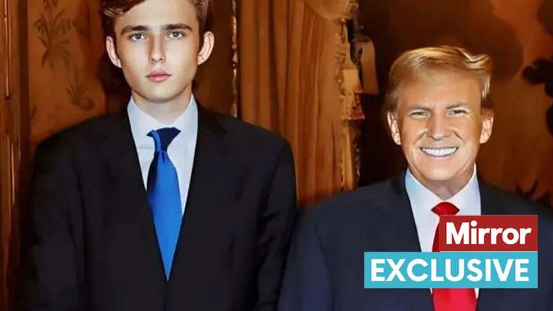 Barron Trump, left, looked like a younger version of dad Donald, middle, at the Mar-a-Lago (Image: instagram/@barrontrumpfn)