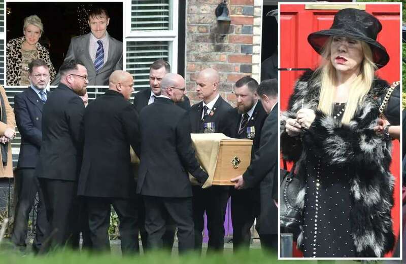 Tina could be seen being comforted by loved ones as she cut a sombre figure