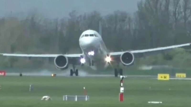 Terrifying clip shows plane bounce off runway in 70mph Storm Kathleen winds