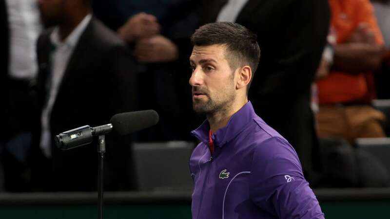 Novak Djokovic is interviewed on-court (Image: 2023 Jean Catuffe)