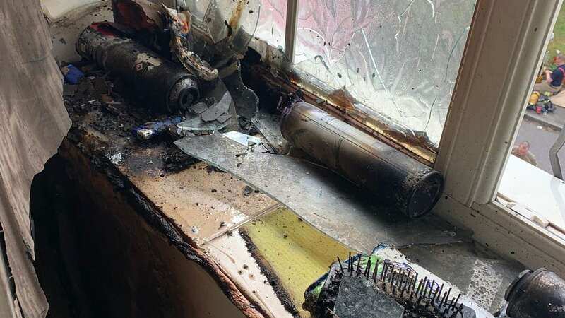 Aftermath of a bathroom fire in in Ashford, Kent (Image: Kent Fire and Rescue Service/SWNS)