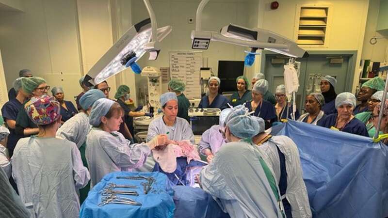 A team of 50 medics crammed into the operating theatre for Freddie