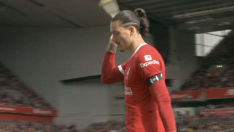 Darwin Nunez was as animated as ever on the bench after being taken off in Liverpool