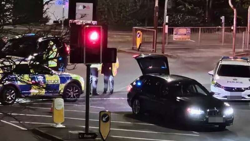 The scene in Cheltenham on Sunday night after a van reversed into a police station (Image: Gloucestershire Live)