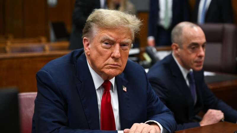 Former President Donald Trump appeared to fall asleep in court on Monday as the hush money criminal trial began (Image: Getty Images)