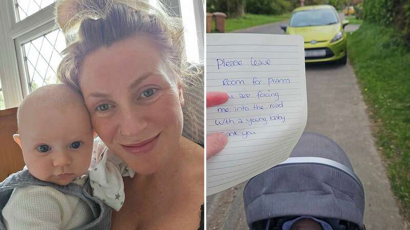 Louise leaves a note for the car on the pavement (Image: Louise Brown / SWNS)