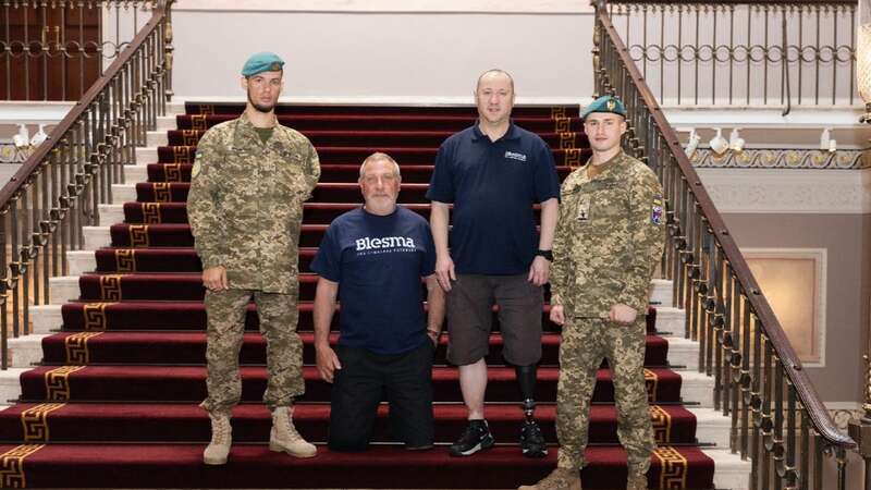 UK + Ukraine Limbless Veterans: Heorhii Roshka, Darren Swift, Stuart Pearson, Oleksii Rudenko (left to right)