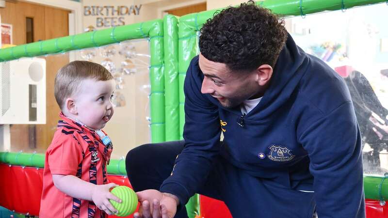 Ben Godfrey made an emotional visit to Zoe’s Place Baby Hospice on behalf of Everton to support their appeal to find a new home in the city (Image: Everton FC via Getty Images)