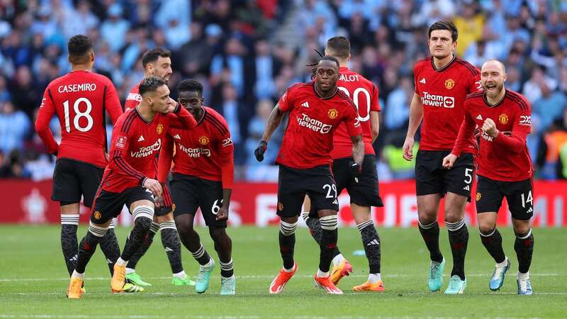 Only a section of the Man Utd players chose to celebrate after their shootout victory (Image: Richard Heathcote/Getty Images)