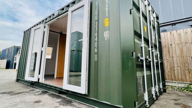 The outside of the home built inside a shipping container (Image: mediadrumimages/Ebay)