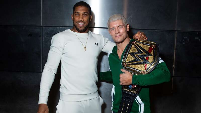 Anthony Joshua and Cody Rhodes meet backstage at WWE Live in London (Image: WWE)