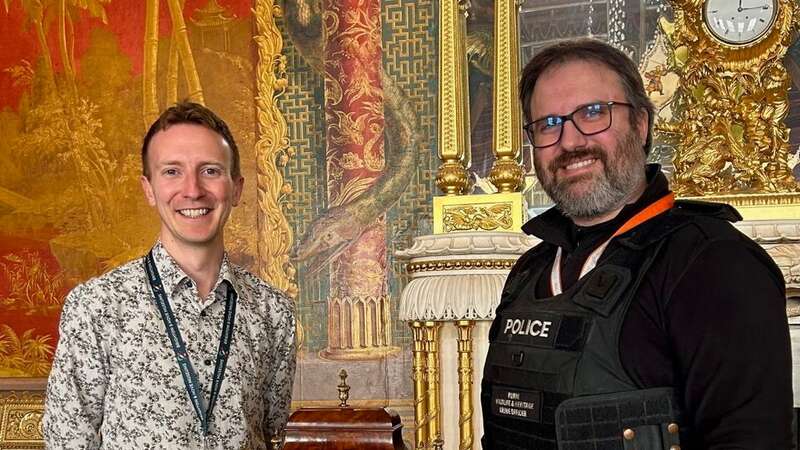 Dan Robertson, museum Curator of Local History & Archaeology (left), and rural crime team sergeant Tom Carter (Image: Sussex Police/SWNS)