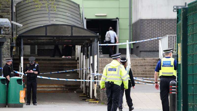 Police at Amman Valley school, in Ammanford, Carmarthenshire (Image: PA)