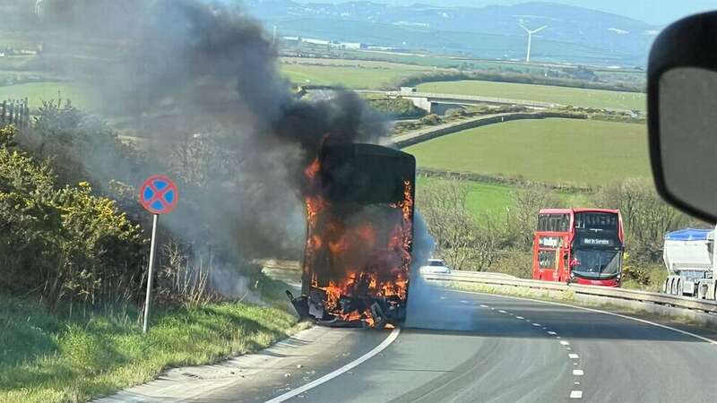 Bus that burst into flames had just been on a school run and dropped off 50 kids