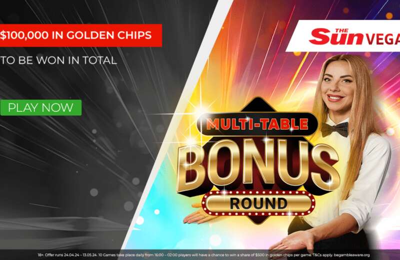 Sun Vegas’ mystery bonus rounds will pay out $100,000 in golden chips