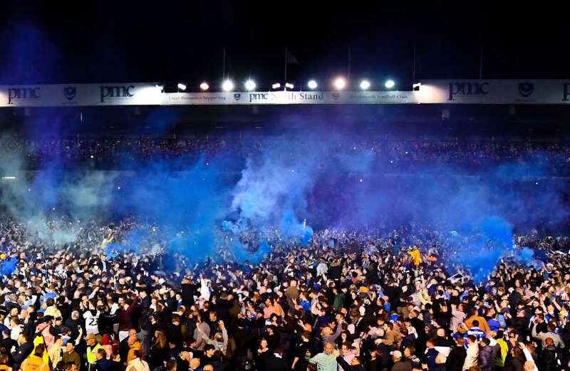 It came as Portsmouth fans also appeared to attack a Barnsley player during the celebrations